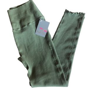 NWT NUX Anthropologie For The Thrill Ribbed High-Rise 7/8 Olive Green Size M/L